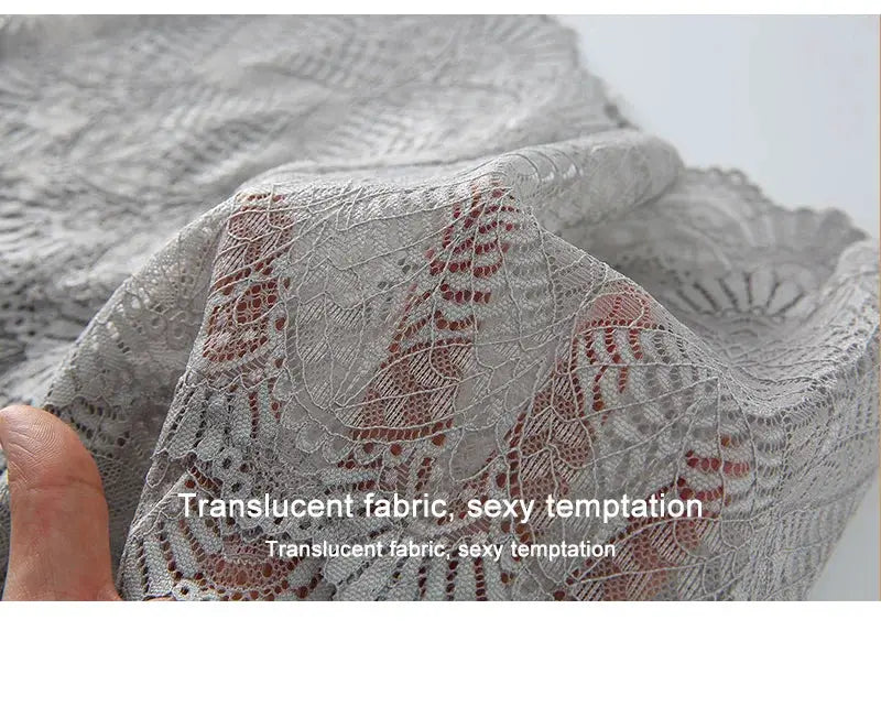 Grey lace women's panties, mid-rise seamless underwear, breathable and comfortable