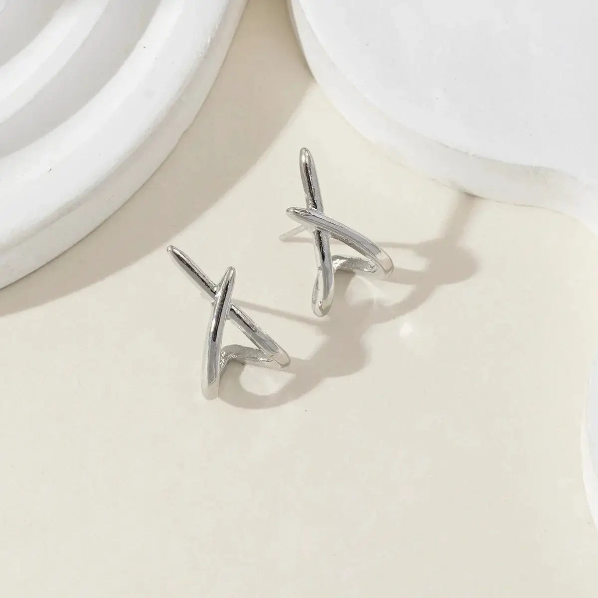 LATS Trendy Gold Color Cross Stud Earrings For Women Dainty Minimalist Earrings Fashion Jewelry Party Gifts Wholesale