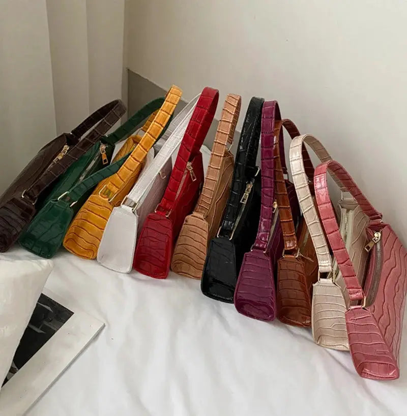 PU leather underarm handbags with alligator pattern in 12 assorted colors by Simples Market