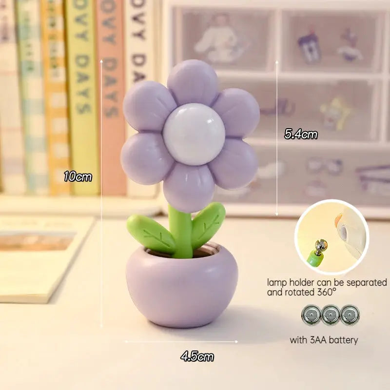 FloraGlow Mini LED Floral Potted Night Light Soft Glowing Flower For Cozy Bedroom And Desk Ambience