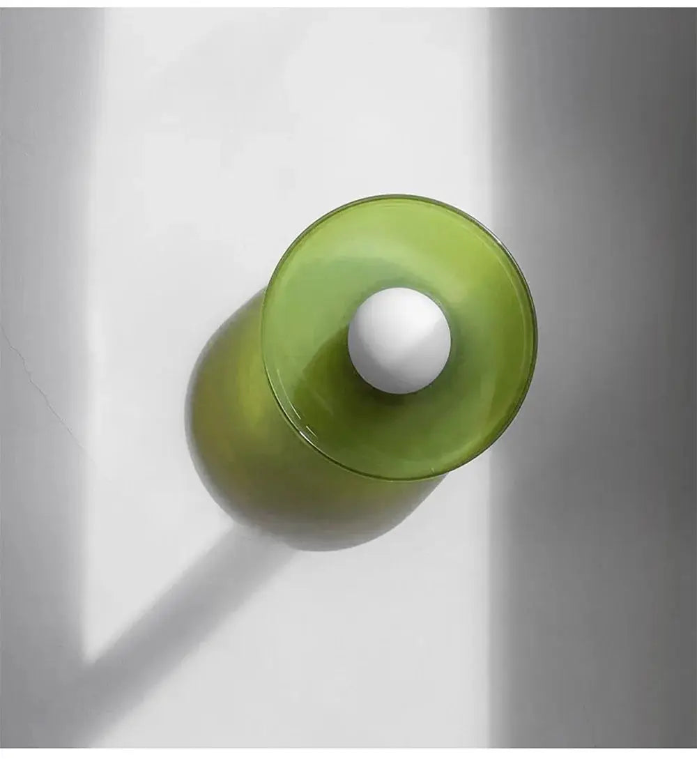Simples Market Nordic glass wall lamp; green circular shade with white bulb, single head