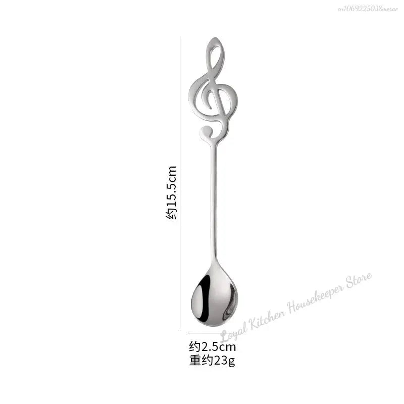 Stainless Steel Musical Note Spoon Coffee Ice Cream Desserts Teaspoon Creative Kitchen Accessory Dining Decor