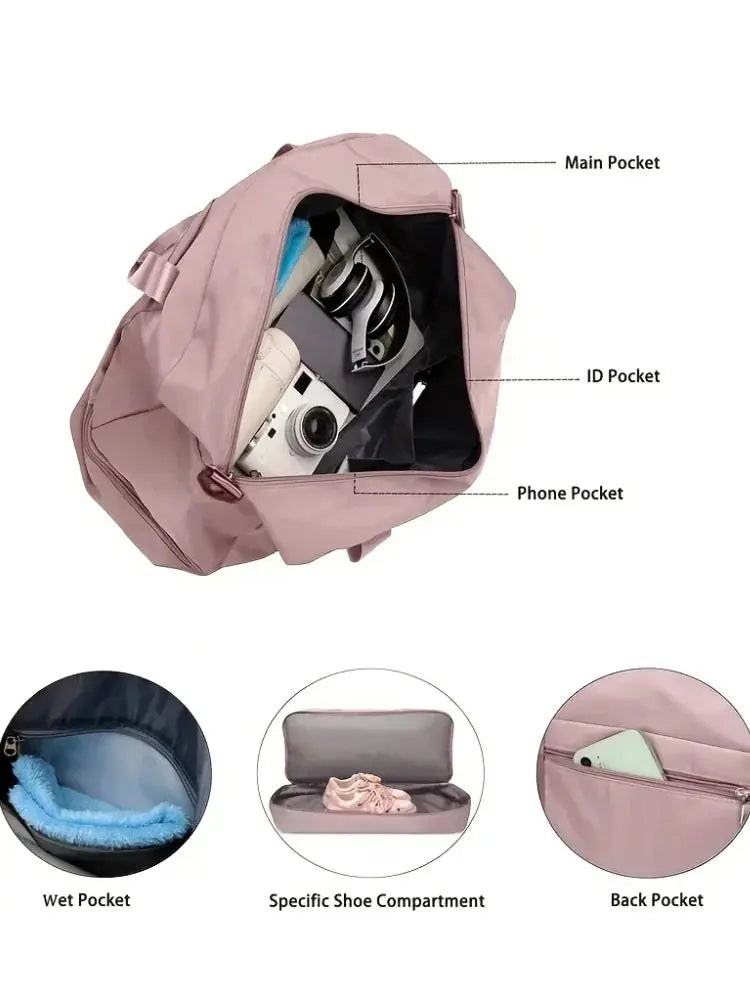 VoyageEase Expandable Travel Duffle Bag For Women Large Capacity Lightweight Weekend Getaway Carrier