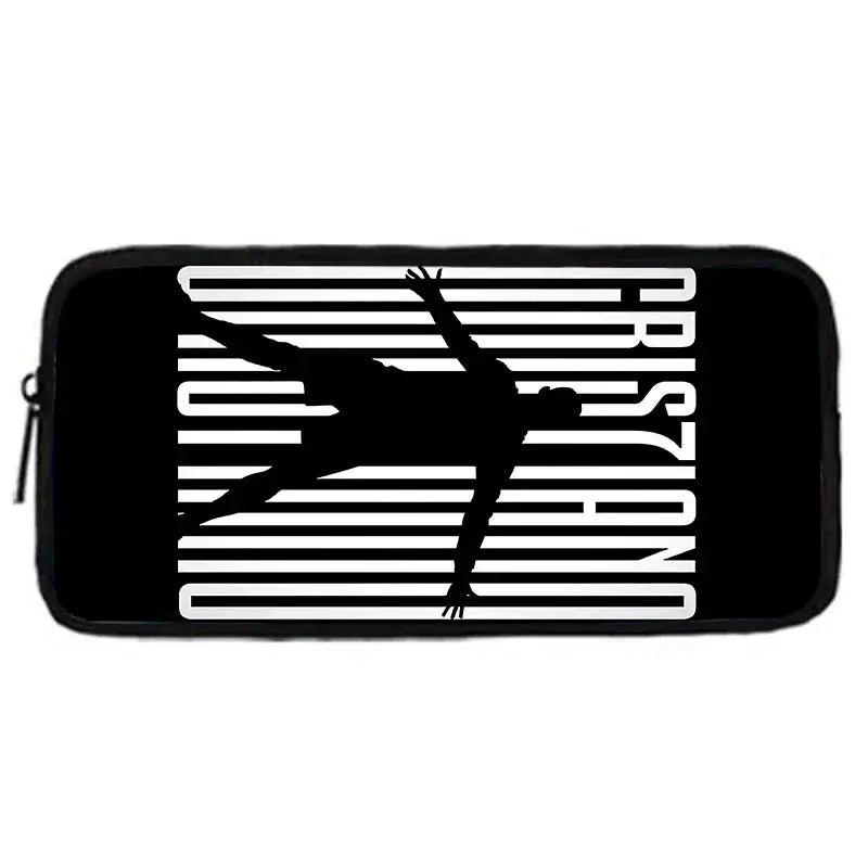 Backpack by Simples Market featuring CR7 Ronaldo football silhouette on black background