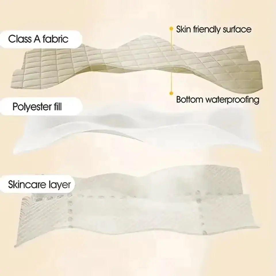 Double-deck quilted cotton pillowcase by Simples Market; waterproof, anti-mite and anti-bacterial with skin-safe surface