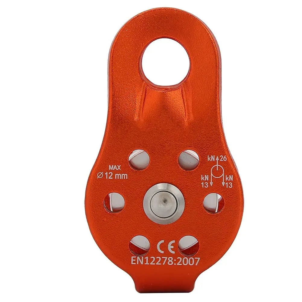 Orange aluminium alloy single swivel rope pulley block for 12mm rope, 26kN, Simples Market