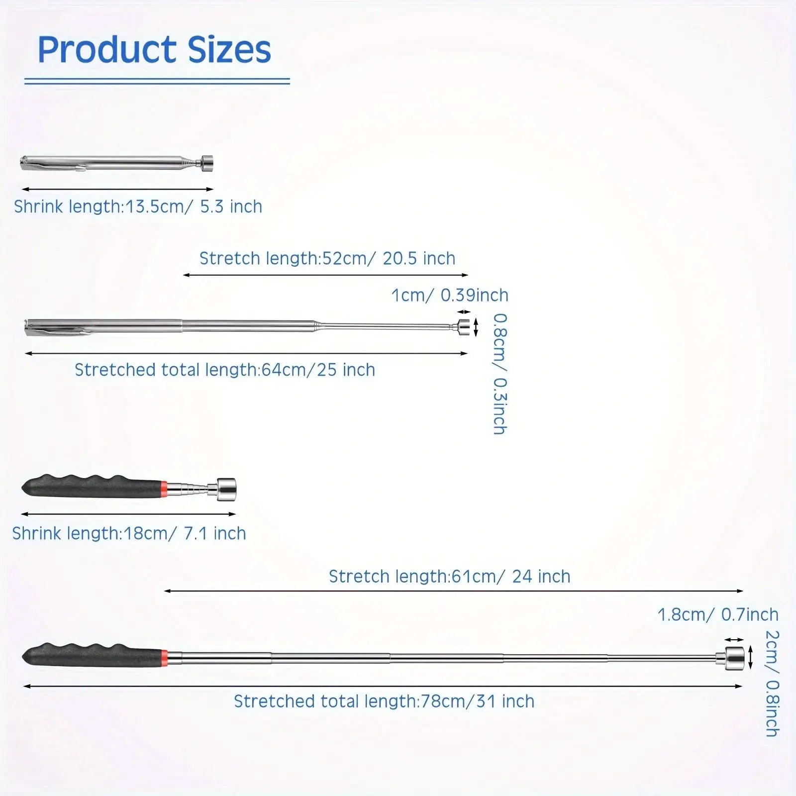 Telescopic Magnetic Pick Up Tool For Hard To Reach Areas With Extendable Shaft For Tight Spaces