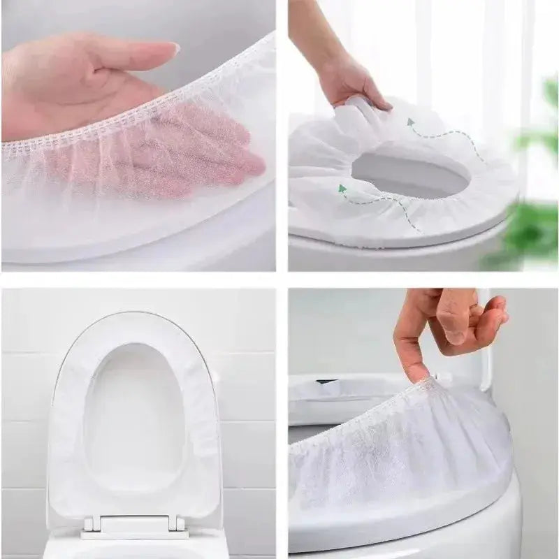 Simples Market disposable toilet seat covers; waterproof non-woven, portable 50/20/10pcs set, white