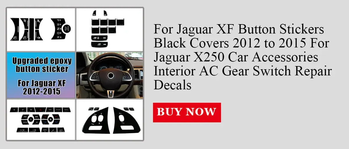 Simples Market Jaguar XF button sticker kit for 2012–2015 black interior covers and decals (X250)