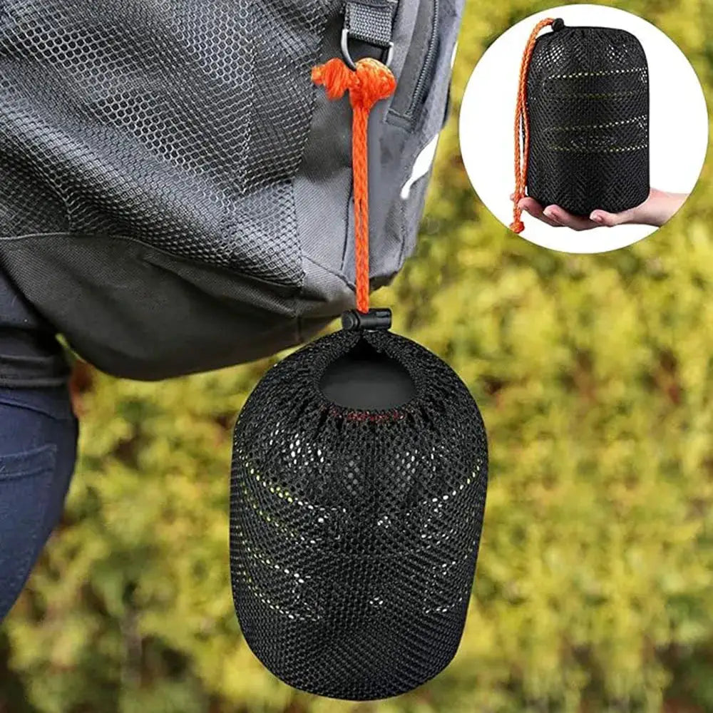 Simples Market camping cookware mess kit in black mesh pouch, ultralight outdoor tableware