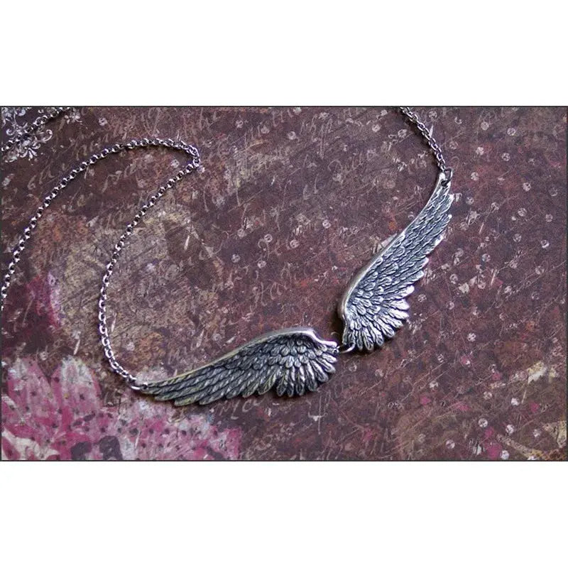 Vintage Angel Wings Feather Choker Necklace With Large Pendant Aesthetic Link Chain For Women Wedding