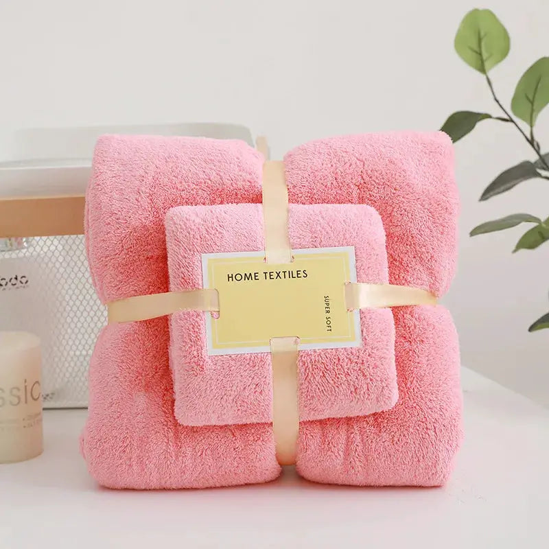 2 Piece Bath Towels Set Ultra Soft Coral Velvet Highly Absorbent Quick Dry For Adults Hotel And Spa Use