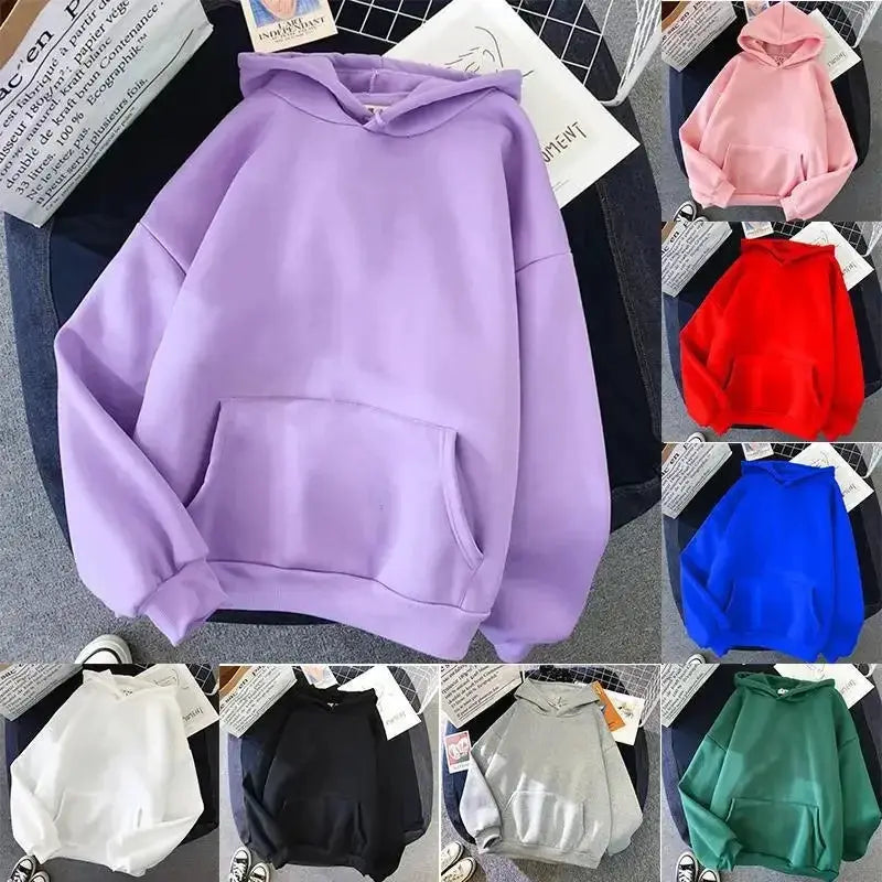 UrbanEase Casual Womens Solid Hoodie Loose Fit Hooded Sweatshirt With Pockets For Warm Autumn Style