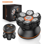 MAXGROOM 7D head shaver with 7 rotary blades, black with orange trim