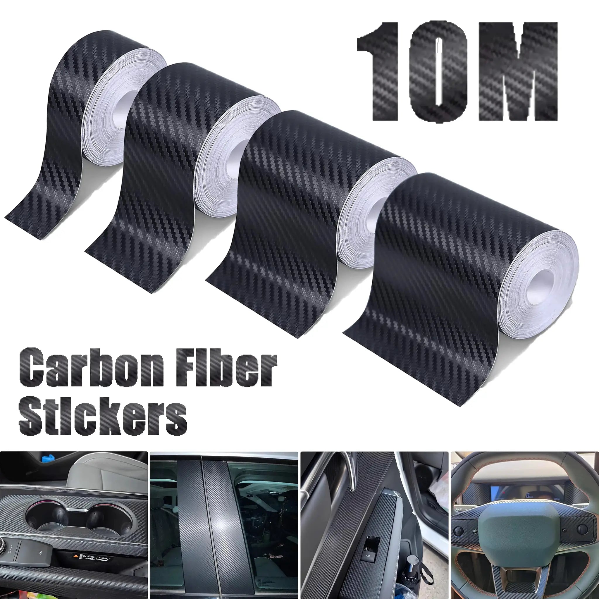 Carbon Fiber Automotive Adhesive Tape Rolls, matte black self-adhesive vinyl 100m Simples Market