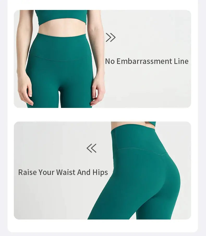 Simples Market women's teal high-waisted yoga leggings, hip-lifting sport pants, breathable fabric