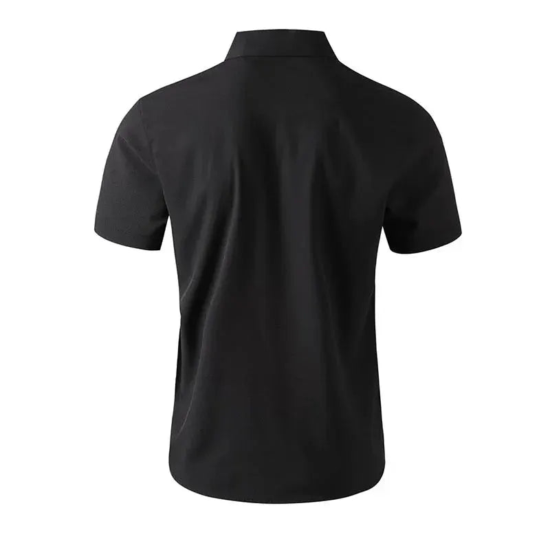 Men's black short-sleeve business shirt, solid color