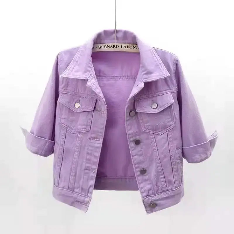 UrbanDenim Women Denim Jacket For Spring And Autumn Turn Down Collar Casual Outerwear