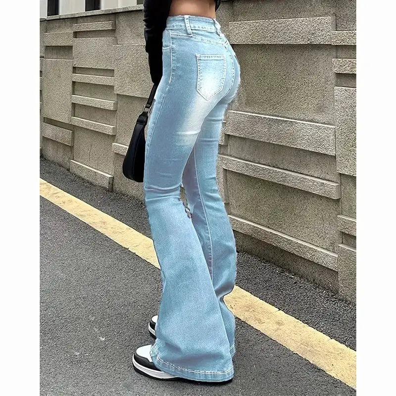 2025 High Waist Flared Bootcut Jeans Women Stretch Denim Bellbottoms
