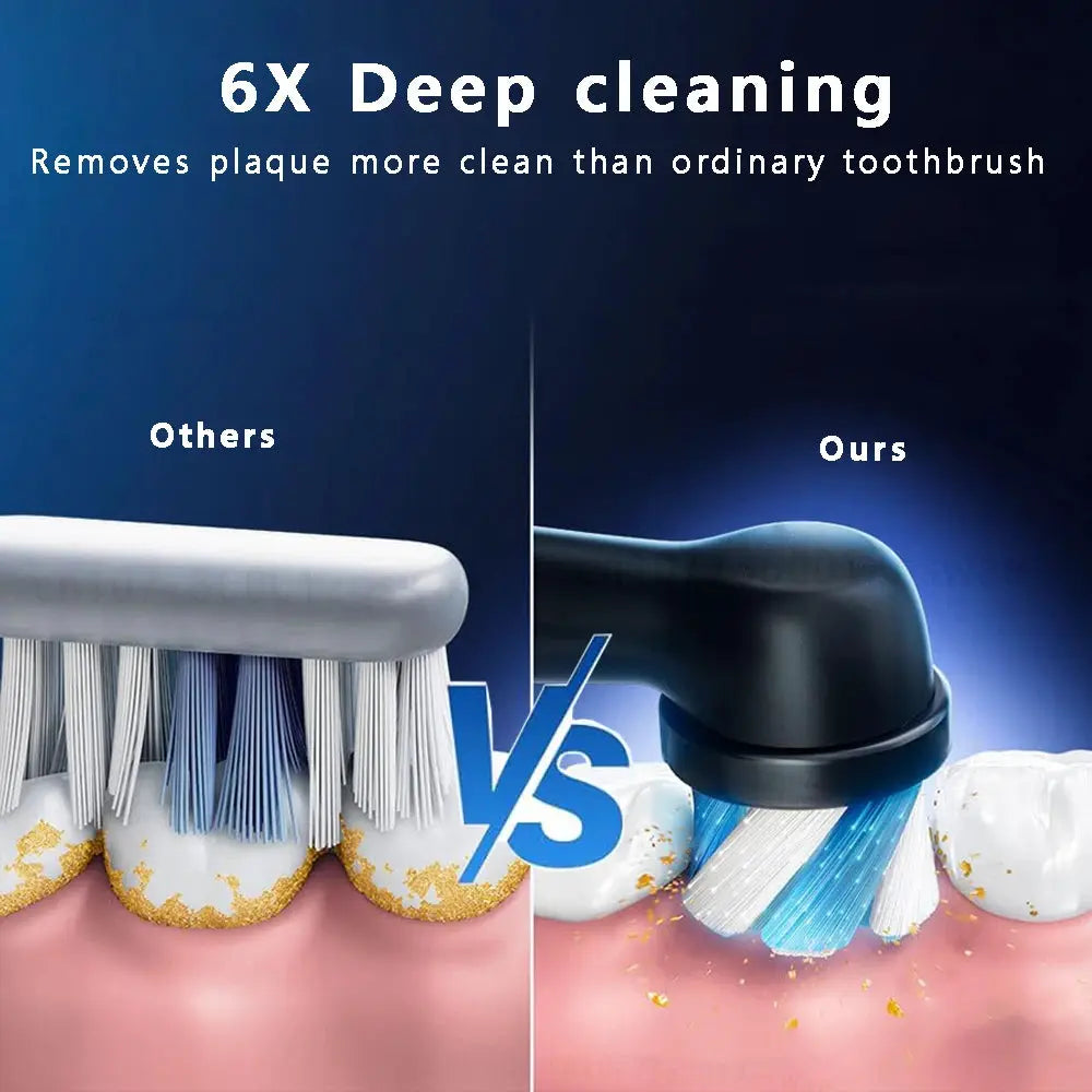 BrightSmile Rotary Electric Toothbrush With 8 Heads For Deep Plaque Removal Timer Waterproof And Rechargeable