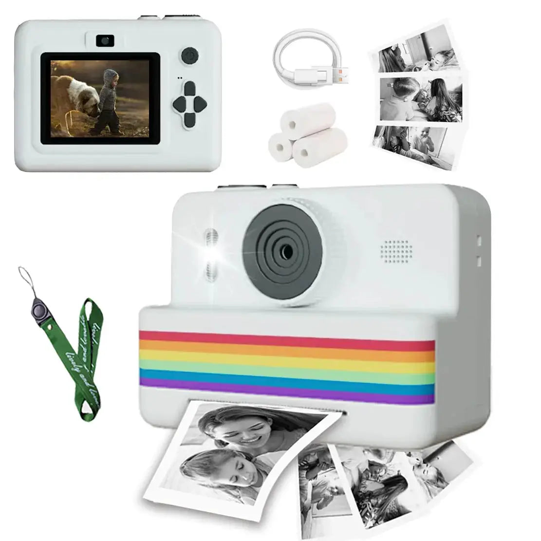 Kids Digital Camera With Mini Thermal Printer Two Point Eight Inch Screen HD Video Instant Photo Print Toy Gift