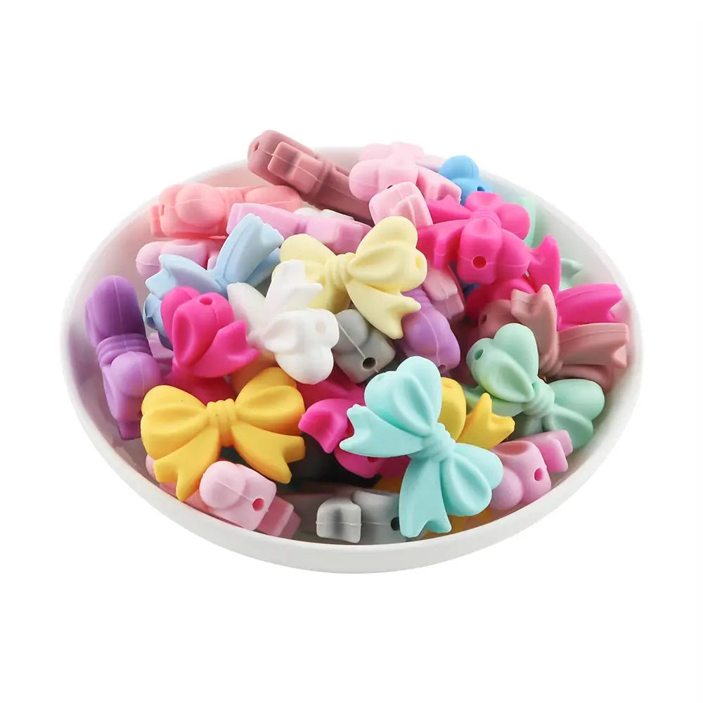 10Pcs Crown Bowknot Silicone Beads For Jewelry Making Diy Necklace Keychain Bracelet Craft Supplies