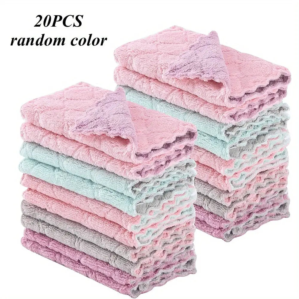 SmartClean 10 Pack Microfiber Kitchen Towels And Dishcloths Set Compact Absorbent Rags In Assorted Colors