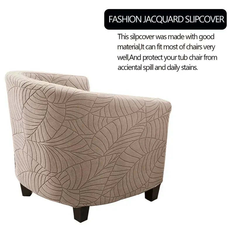 Simples Market elastic club chair slipcover in beige leaf jacquard fabric for a single-armchair