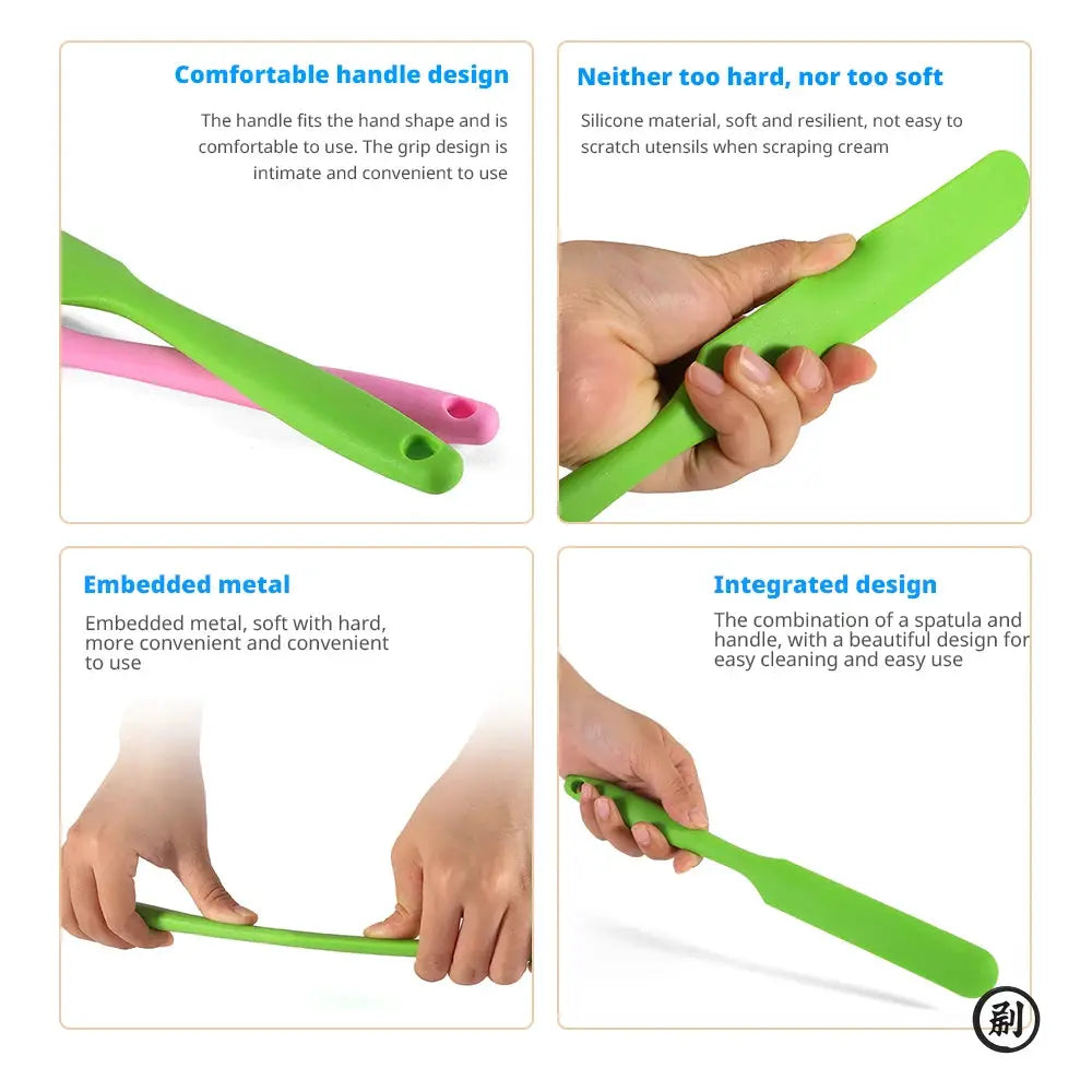 Food Grade Silicone Cream Scraper And Cake Spatula With Long Handle Heat Resistant Kitchen Baking Tool