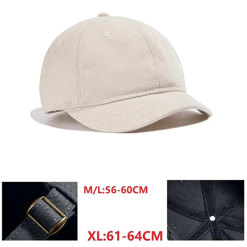 Big Head Hat Back Closed 5cm Short Brim Baseball Cap For Men Mesh Fitted Stretchy Full Closed Caps 56-60cm 61-65cm