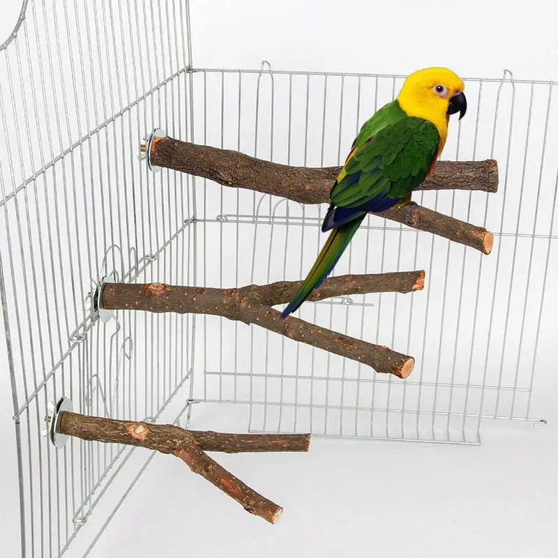 Simples Market bird cage wooden branch perches, brown bark texture, set of 4 sticks, 15/20/30 cm