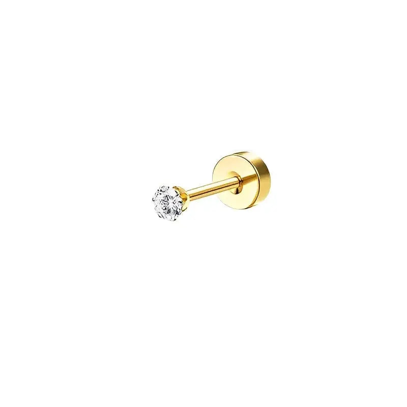 Bobisty 1pc Surgical Stainless Steel Earrings Dainty Flat Back Stud Hoop Cartilage For Sensitive Ears Women