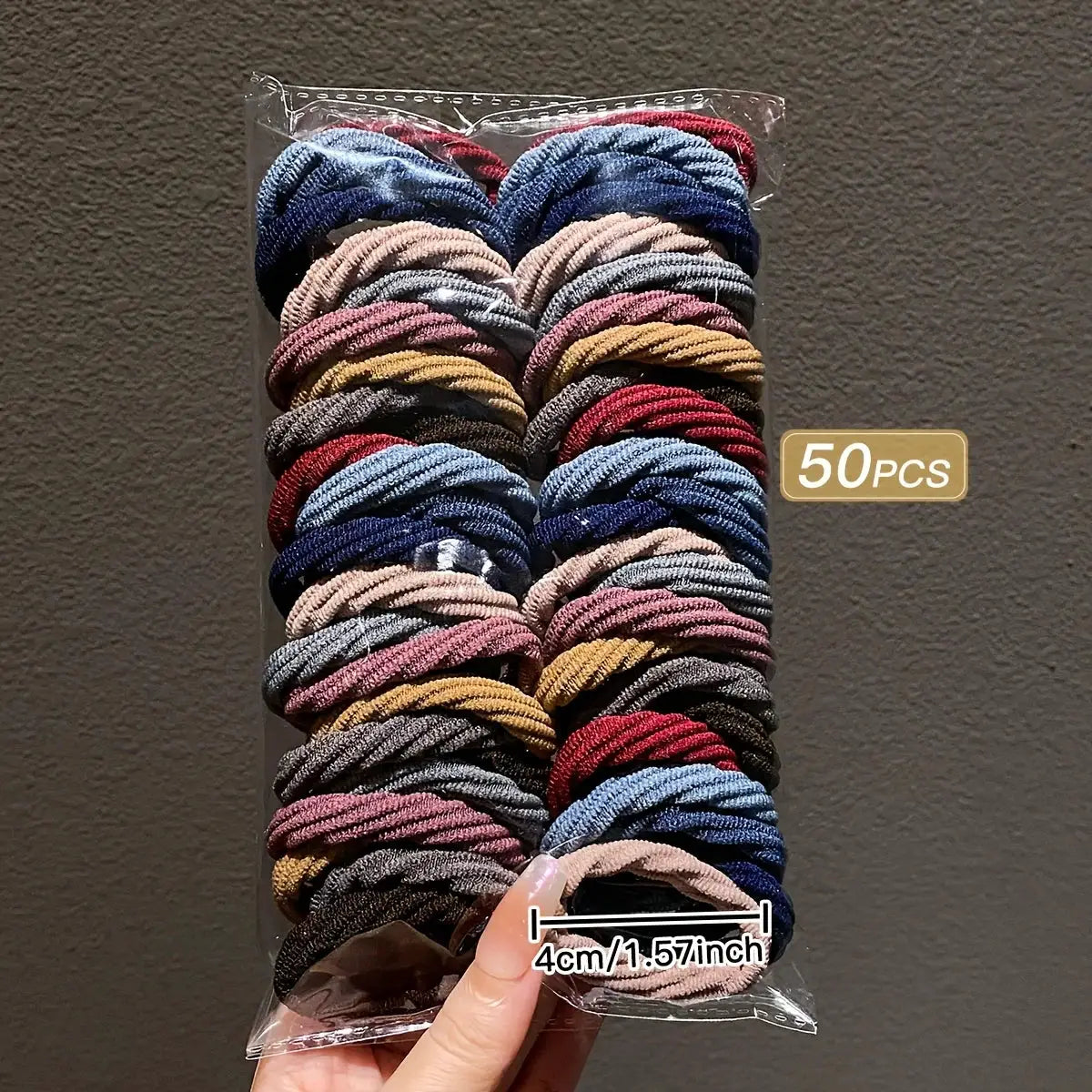 50 Mixed Color Girl Hair Ties Nylon Breathable Geometric Pattern Durable Secure Hold Hair Accessories For Everyday Wear