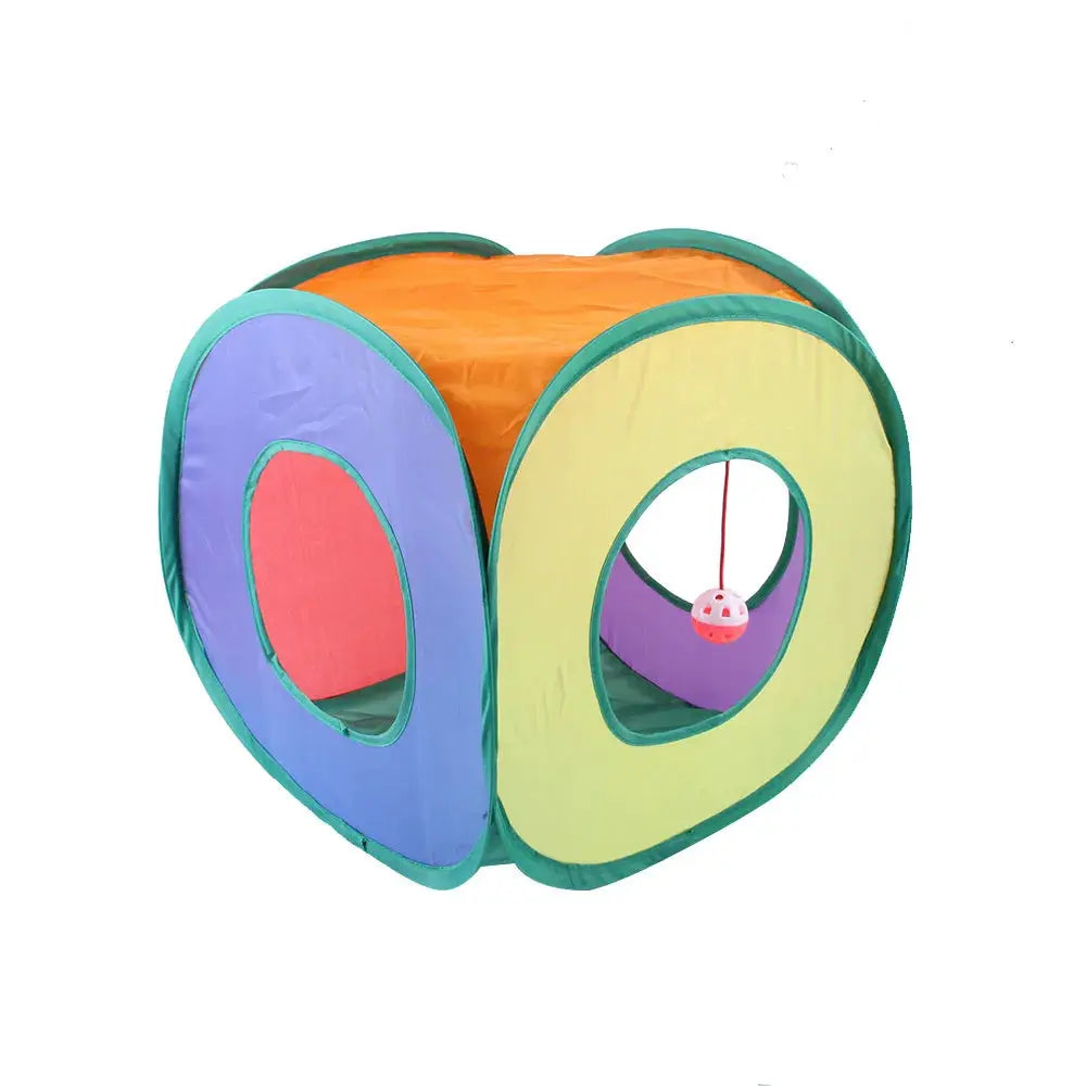 Simples Market foldable cat tunnel play toy with multi-color panels for indoor cats