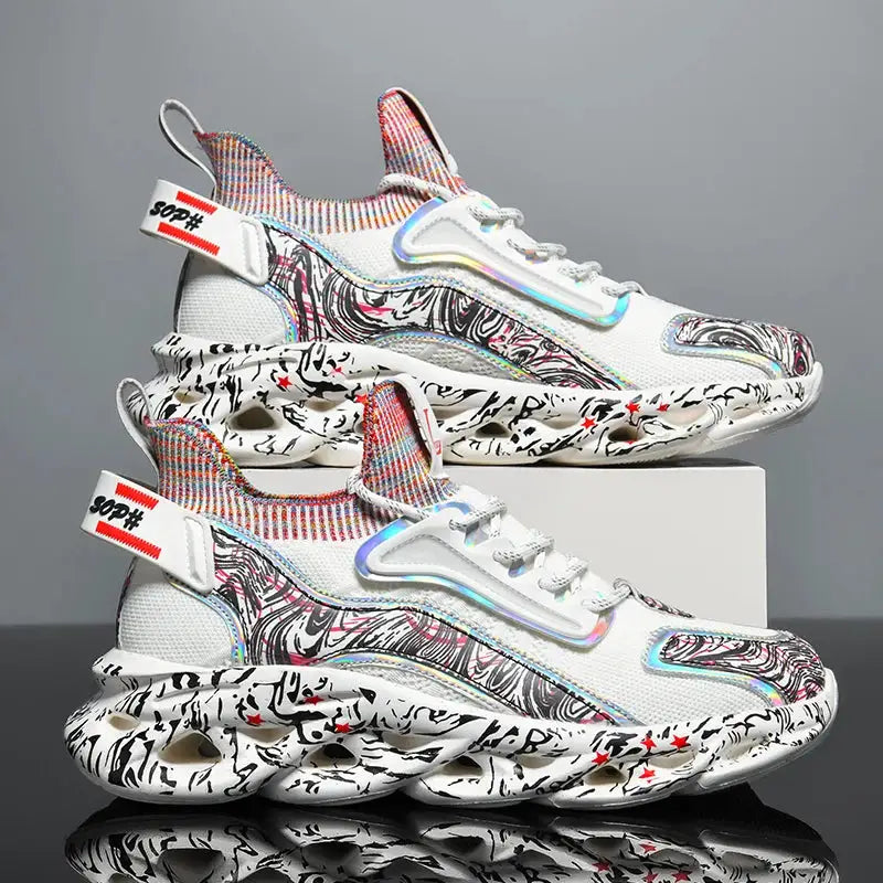 Mens Casual Sneakers Breathable Flyknit Upper Running Shoes Luxury Trainers For Everyday Wear