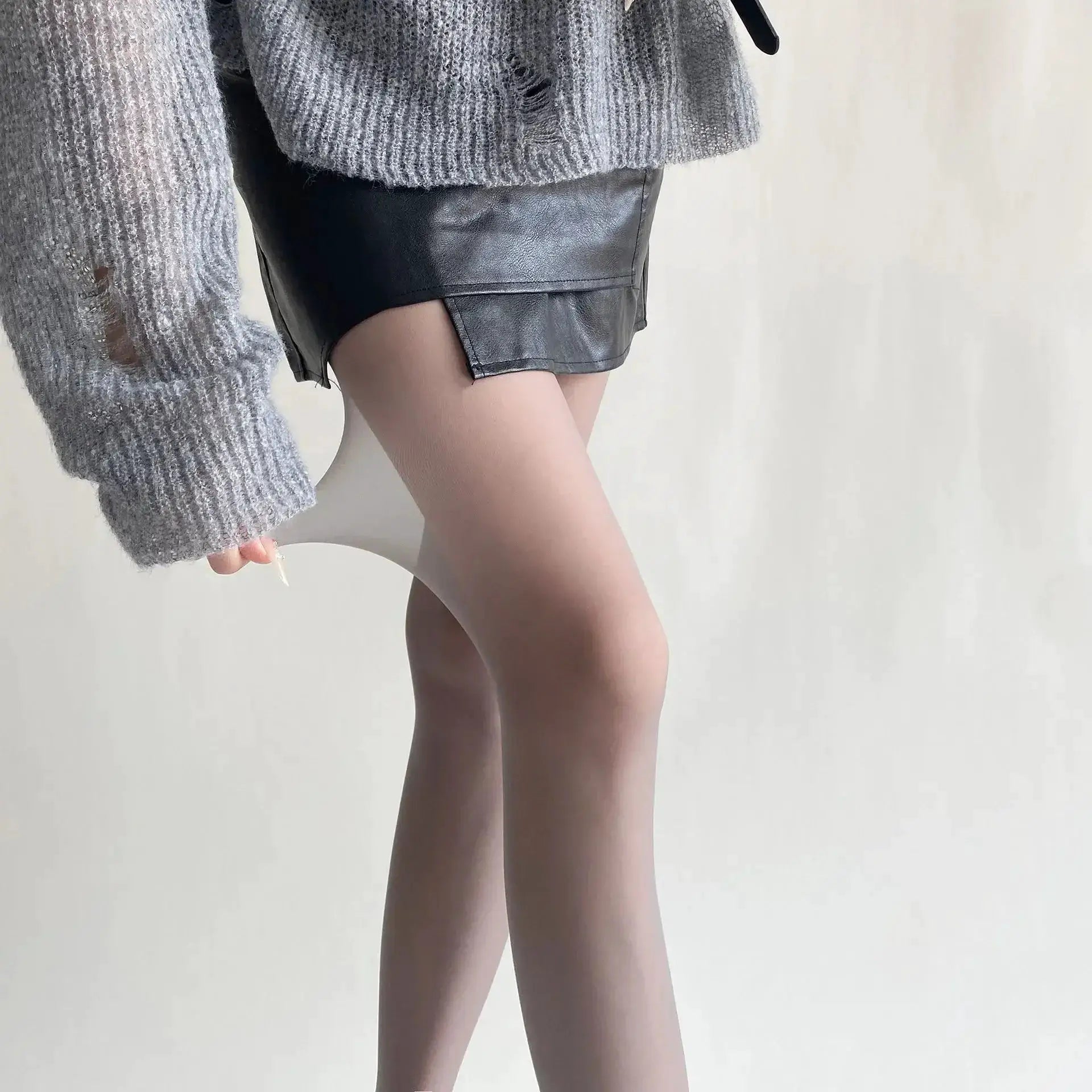 Azure Velvet Ultra Thin Nylon Thigh High Stockings Velvet Finish For Elegant Daily Wear
