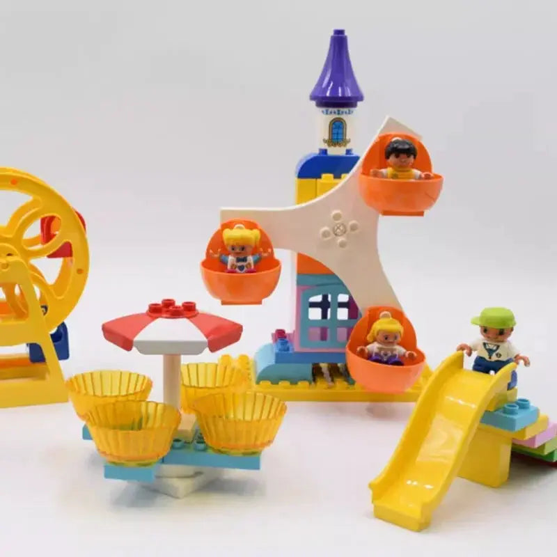 Big Building Blocks Duplo Compatible Large Brick Ferris Wheel Seesaw Slide Swing Educational Toy For Kids