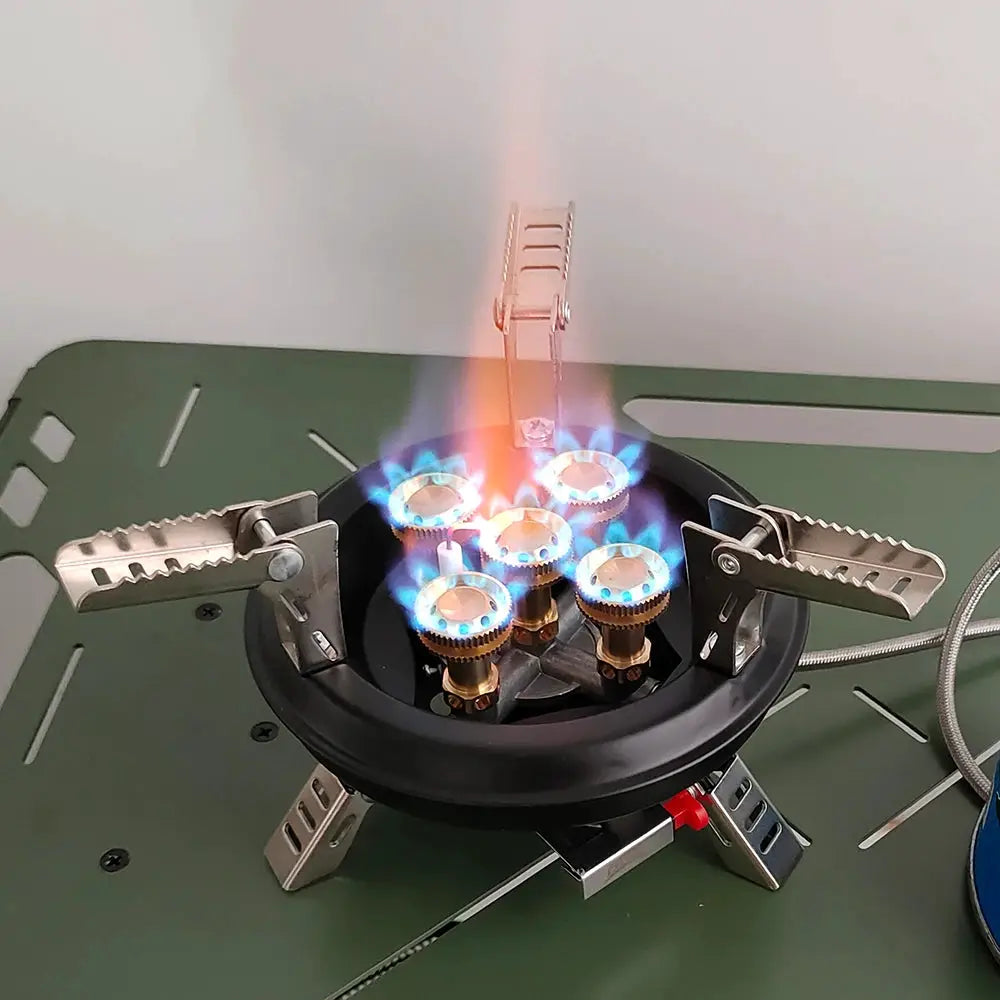 Camping Gas Stove High Pressure 16000W Hiking Burner with Piezo Ignition BRS201 Windshield Butane Stove for Travel