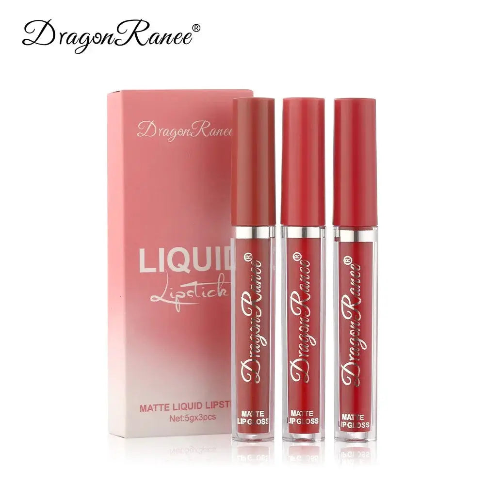 Korean Beauty 3 Piece Liquid Lipstick Set Long Lasting Matte Waterproof Formula Collection