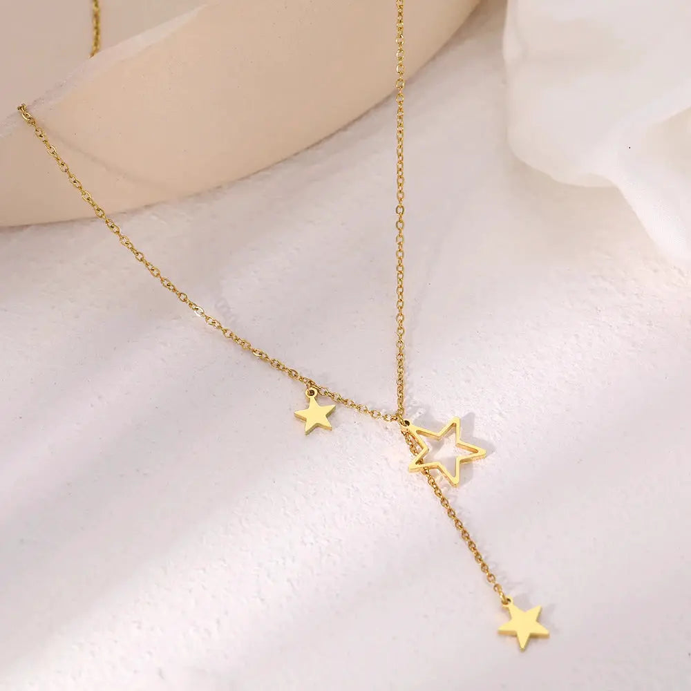 StellarLane Stainless Steel Star Tassel Necklace Everyday Wear Durable Jewelry For Women