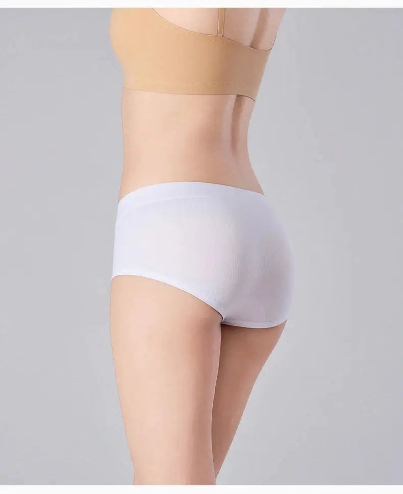Simples Market 7Pcs Cotton Women Panties Set; white low-rise briefs for breathable comfort