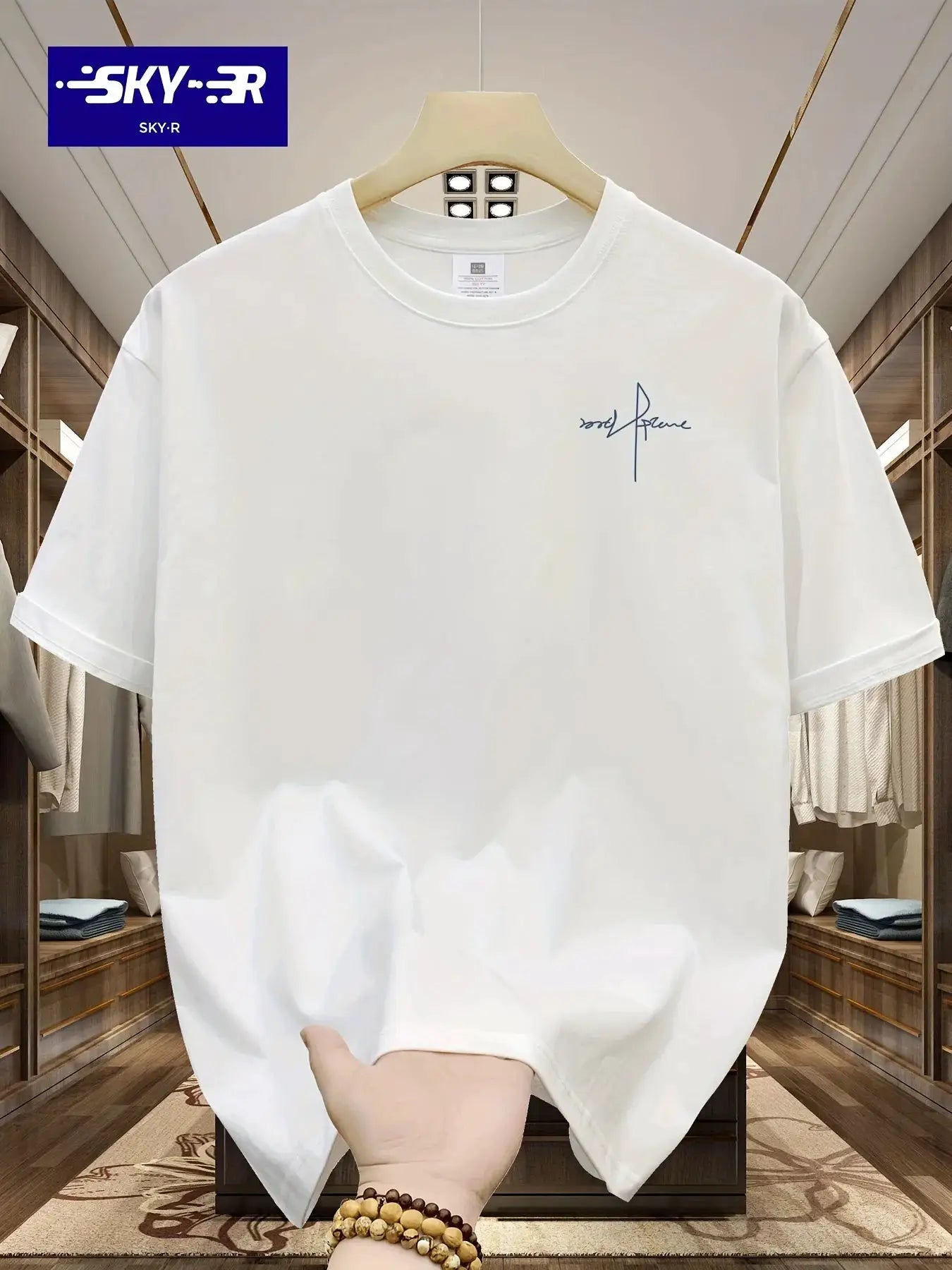 Summer Men's 100 Percent Cotton Casual T Shirt With Letter Pattern Printed Round Neck Short Sleeve Large Size Loose Fit