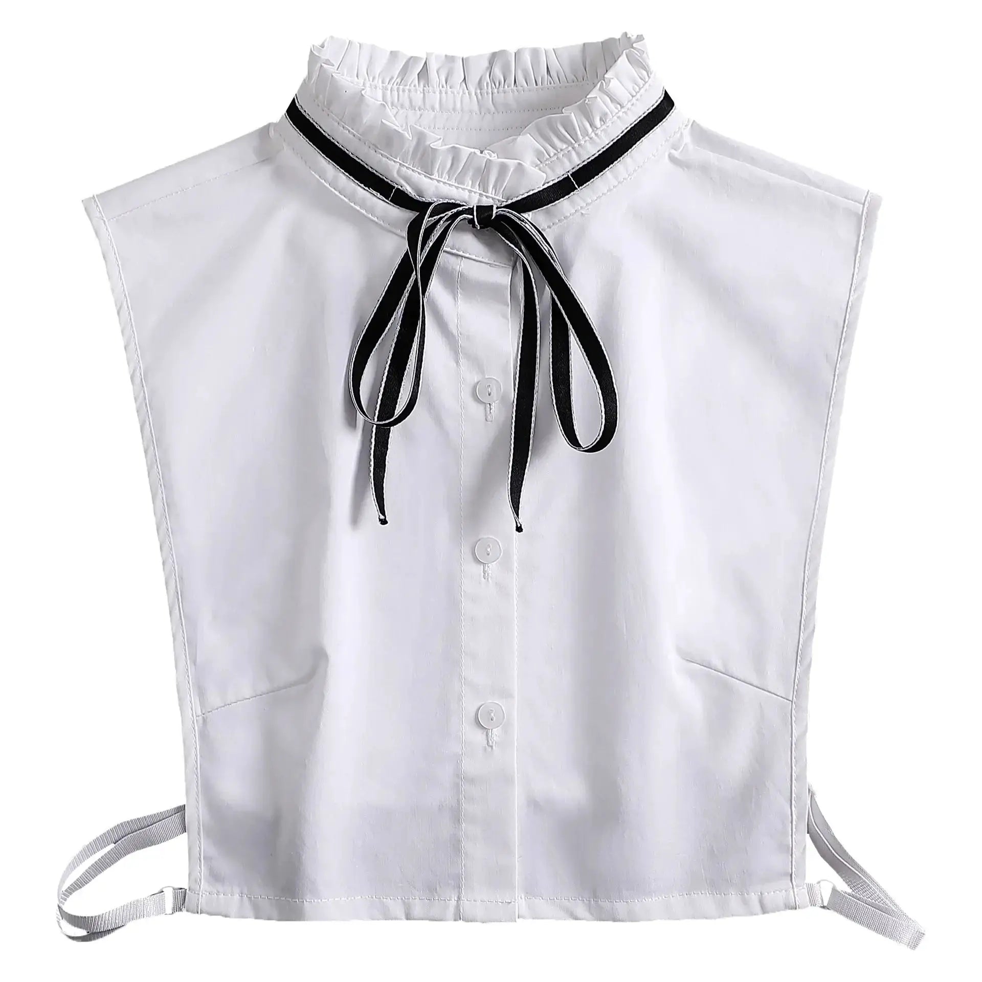 Detachable White Faux Collar With Front Tie For Women And Girls Vintage Lace Blouse Collar