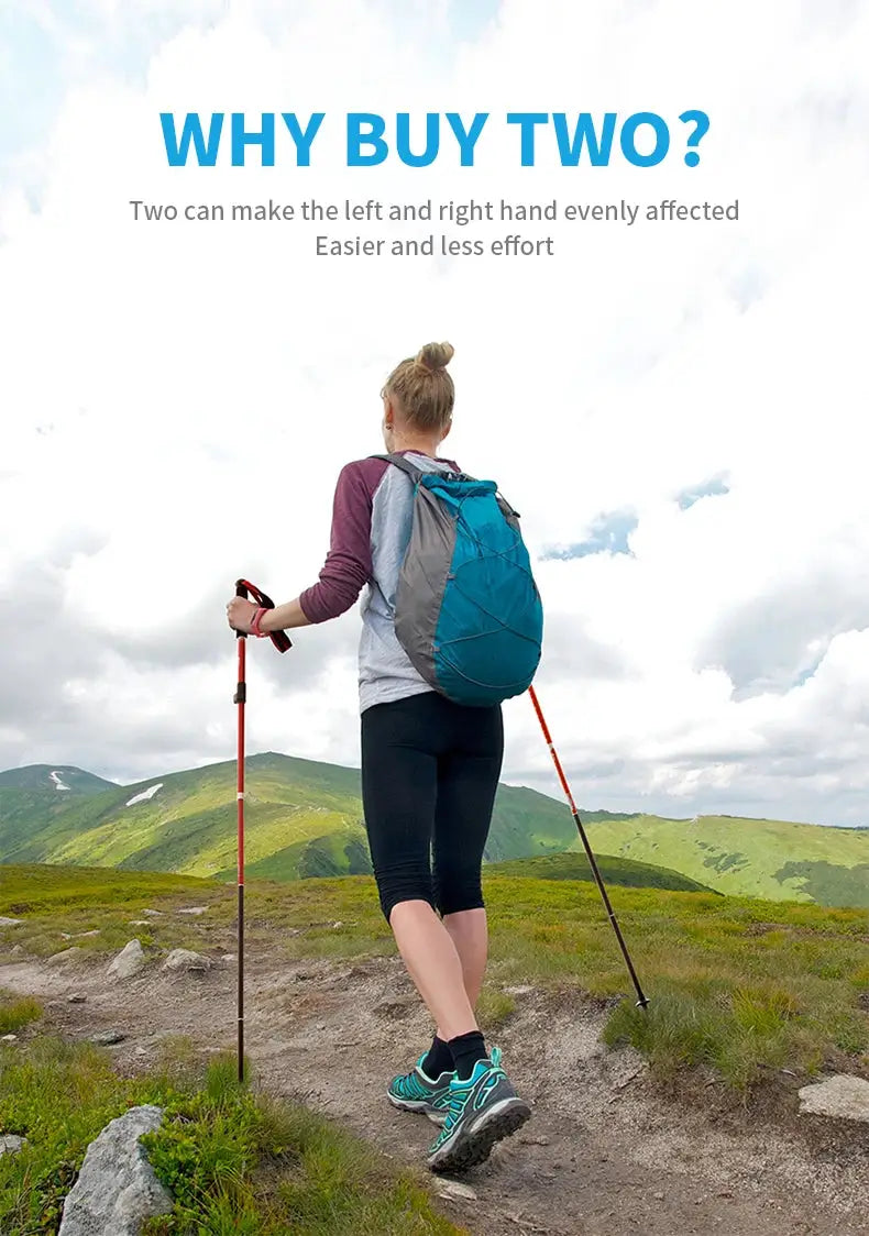 Naturehike ultralight folding trekking poles, aluminum, orange-and-black, two-pole set.