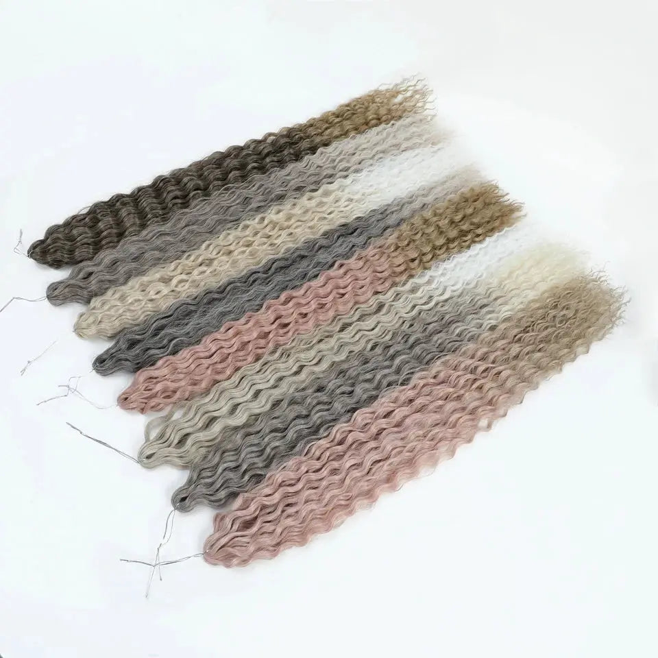 Simples Market Ariel Curl Deep Twist Crochet Hair 22in water-wave afro braids in ombre shades, 9 bundles