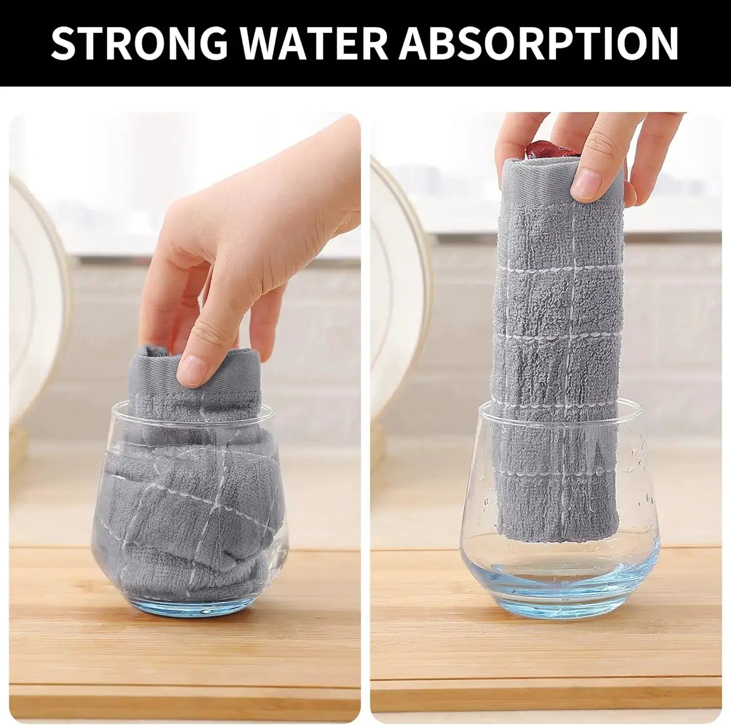 Dish cloths, 6-pack gray 100% cotton terry, by Simples Market, 12x12in, ultra-soft and absorbent
