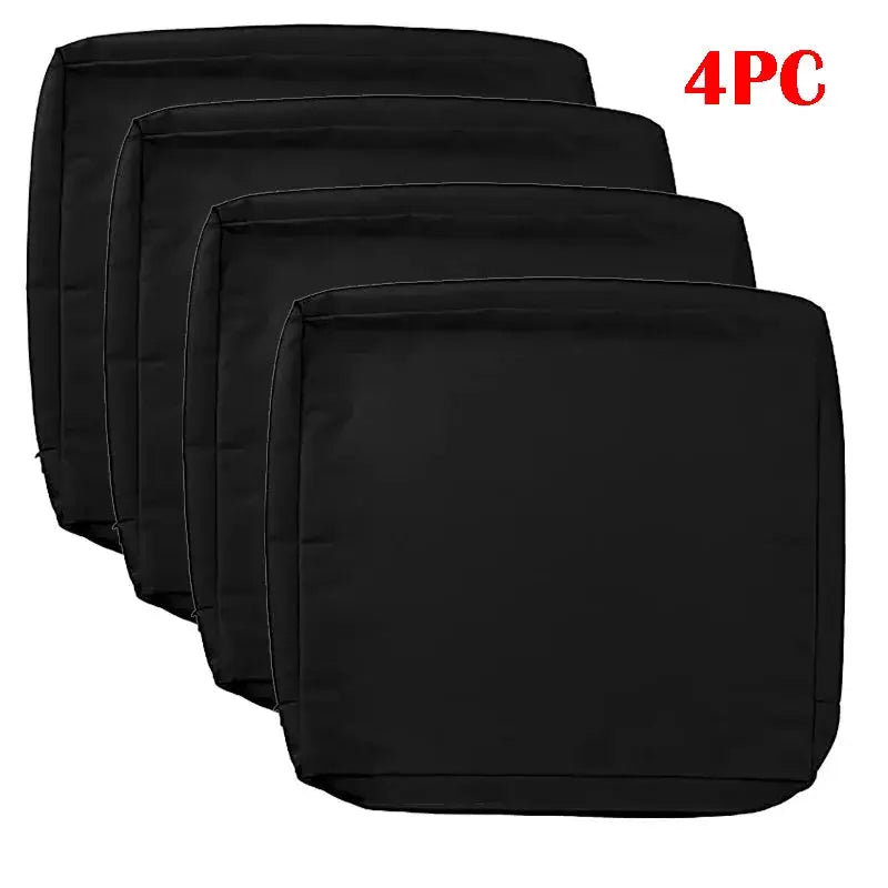Sofa cushion cover set, black fabric, 4-piece outdoor replacement cushions by Simples Market