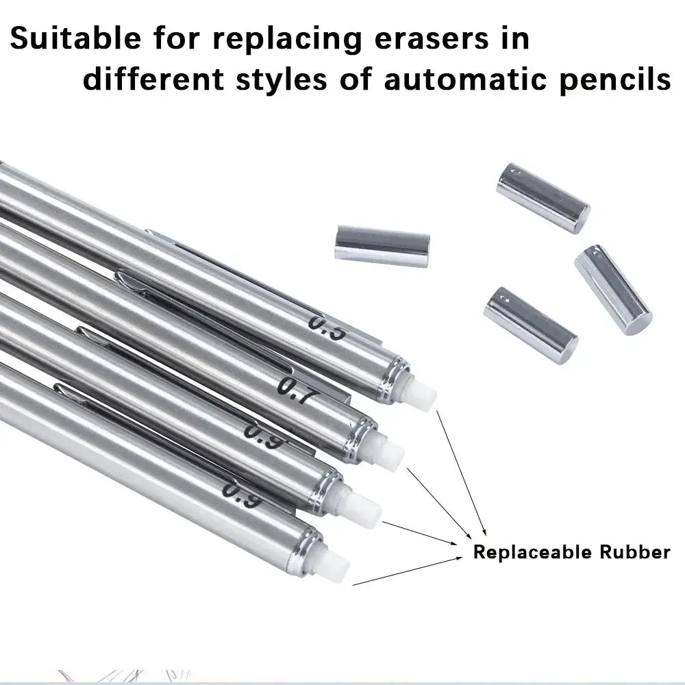 Simples Market 20pcs mechanical pencil tail erasers with replaceable rubber cores, silver barrels