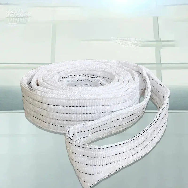 Industrial Lifting Belt Wear Resistant White Flat Lifting Belt For Crane Hoisting Cargo Polyester 1Tx3M 1Tx1M 2Tx1M