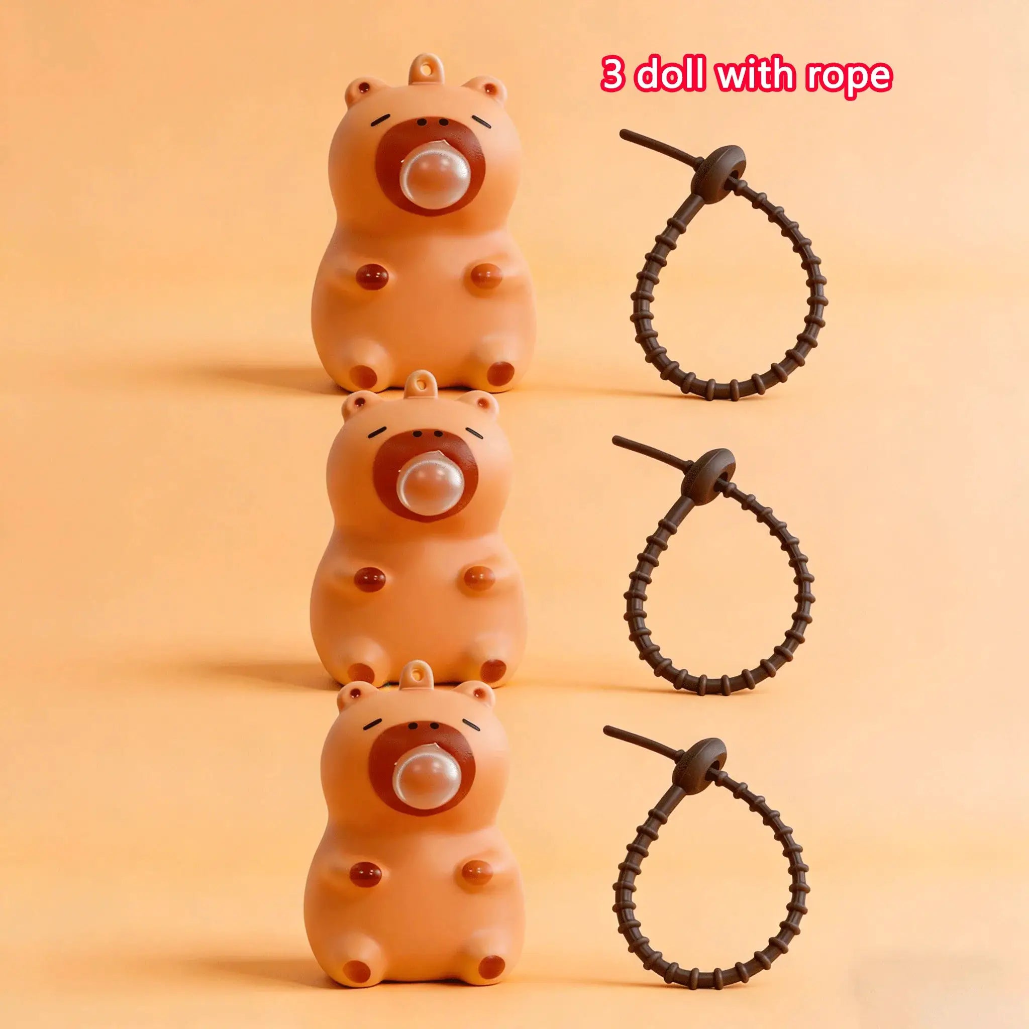 Capybara Doll Pinch Pendant Toy Stress Relief Squeeze Bubble Decompression For School Bags Keychains Car Desk Decor Gift